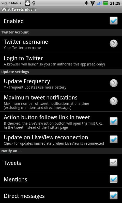 Wrist Tweets - LiveView plugin