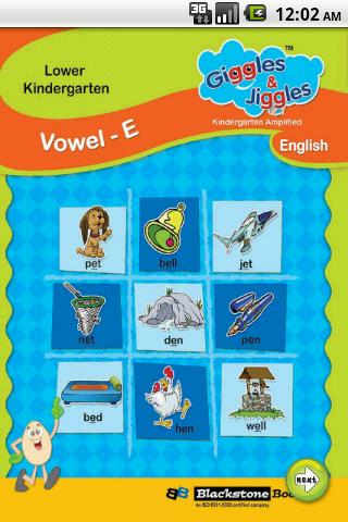 English Vowel E for LKG Kids