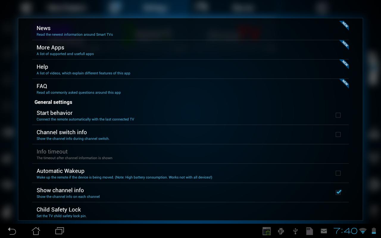 Smart TV Remote Tab
