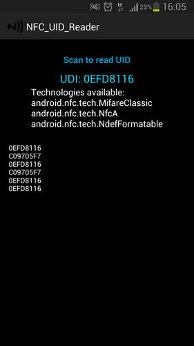 NFC card UID reader