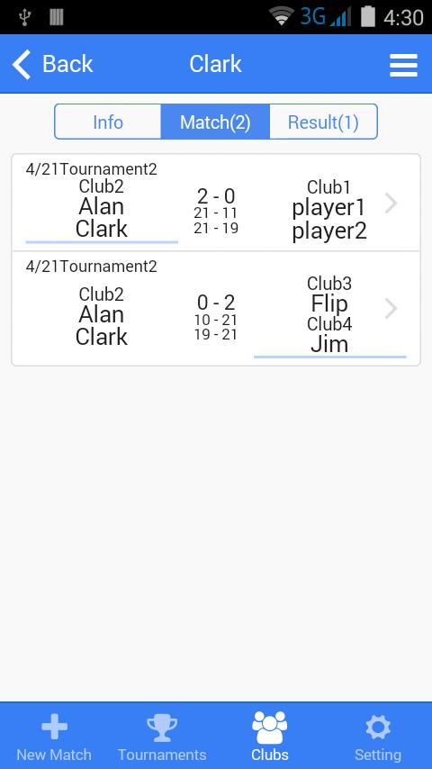Badminton Match Log