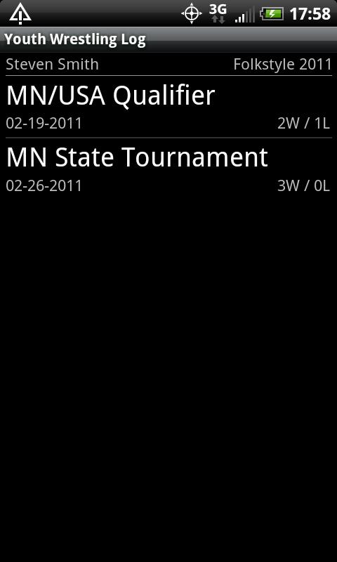 Youth Wrestling Log